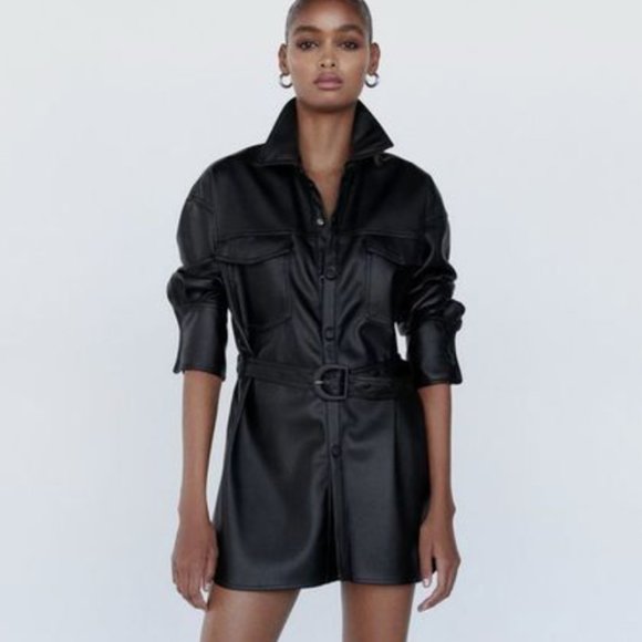 Zara Tops - 2/$30 Zara Vegan Leather Shirt XS